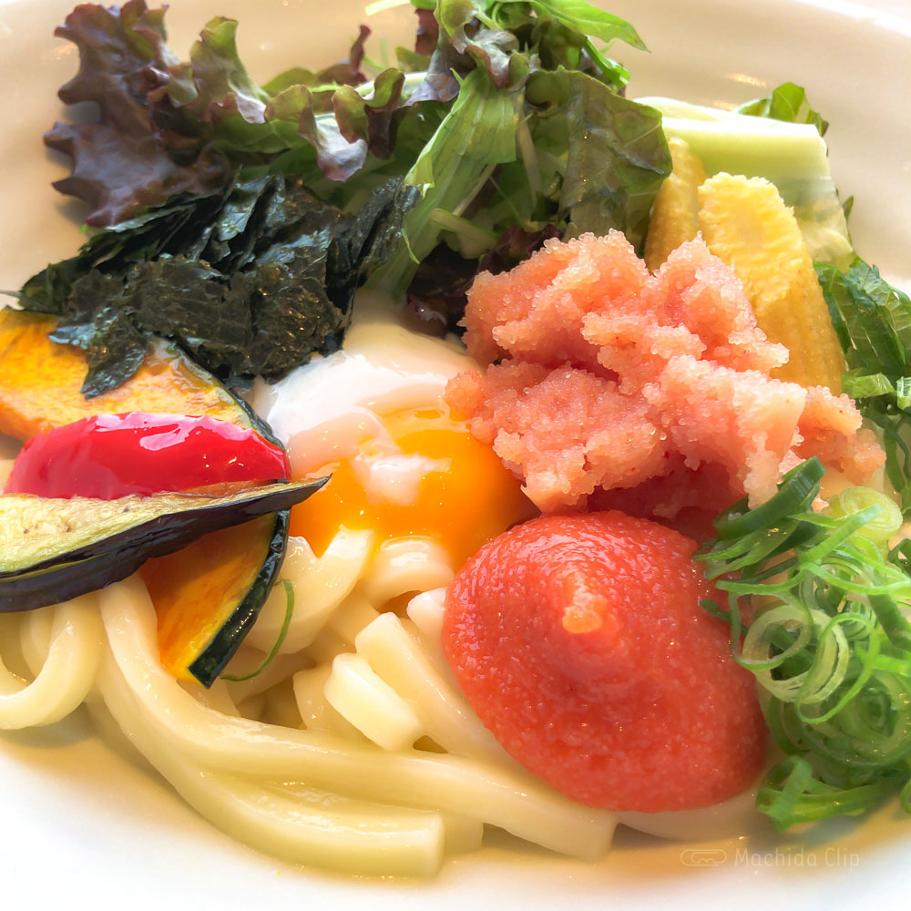花旬庵（かしゅあん）町田モディ店の「夏野菜と博多明太子の冷やしうどんセット」の写真