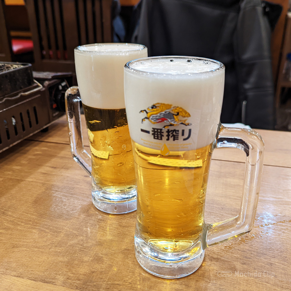 磯丸水産 町田2号店のビールの写真