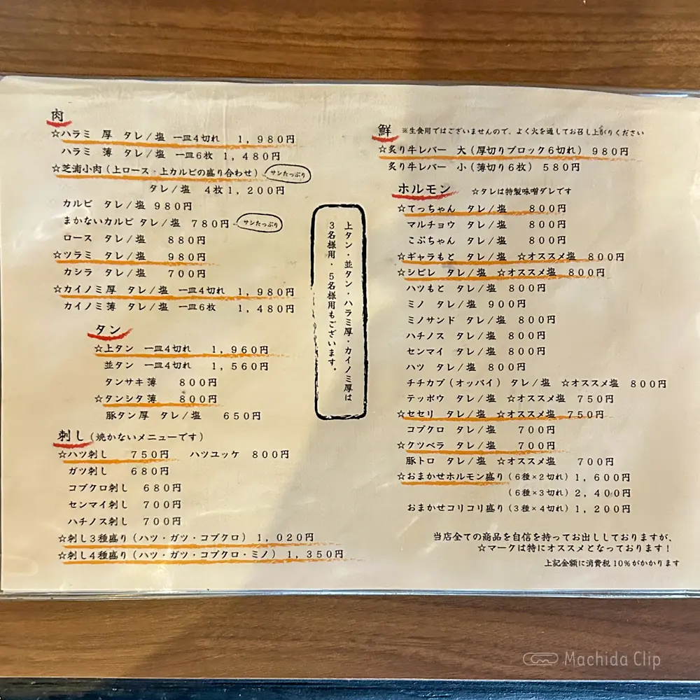 large of ホルモンやまだのメニューの写真